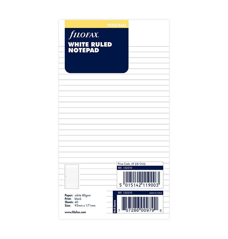 Recharge FILOFAX - Personal - Bloc-notes ligné (blanc)