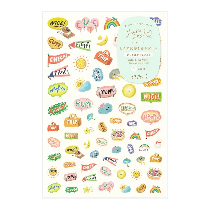 Stickers repositionnables MIDORI Yuru Log - Sentiments