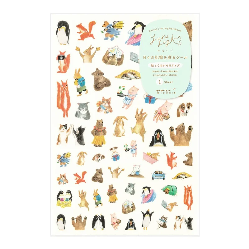 Stickers repositionnables MIDORI Yuru Log - Animaux