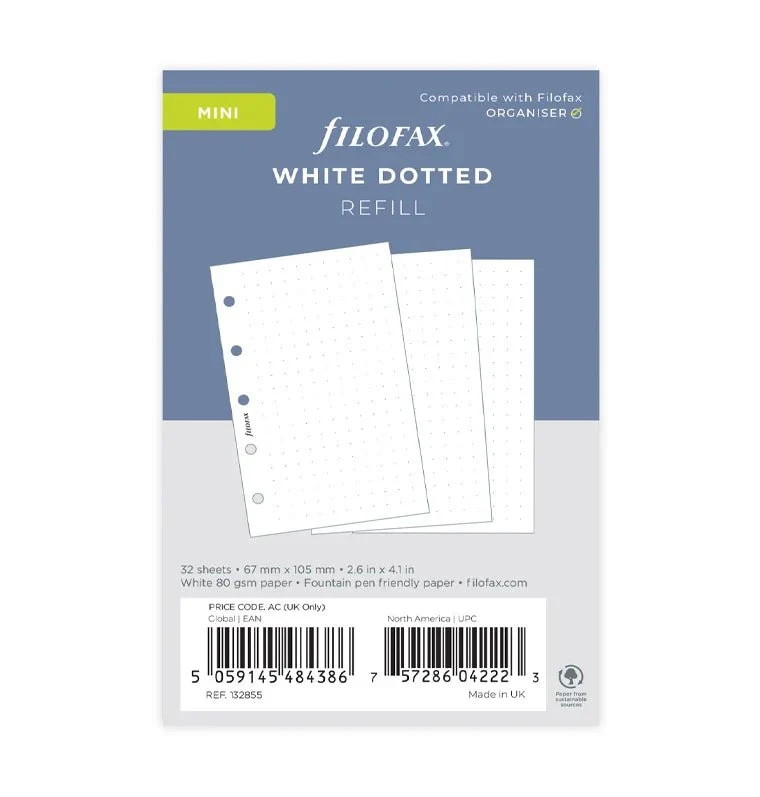 Recharge FILOFAX - Mini - Feuilles de notes pointillées (blanc)