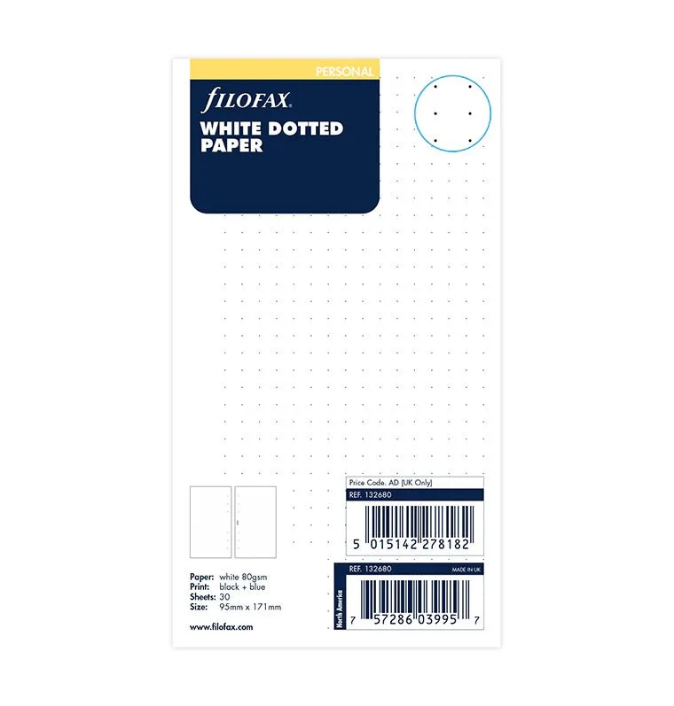 Recharge FILOFAX - Personal - Feuilles de notes pointillées (blanc)