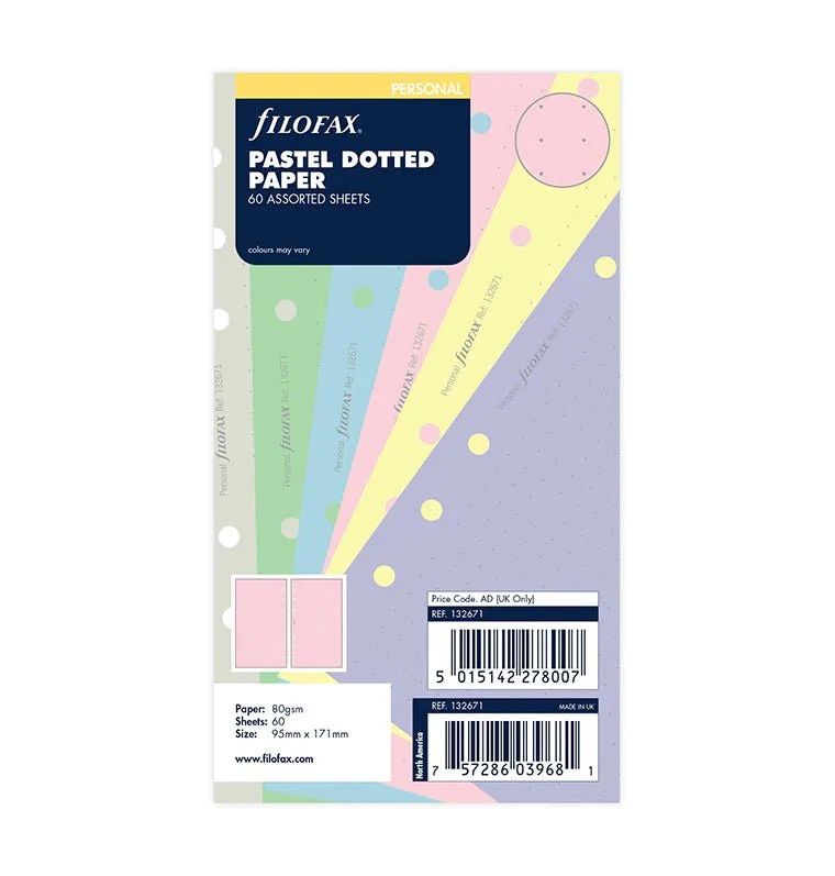 Recharge FILOFAX - Personal - Feuilles de notes pointillées (assortiment pastel)