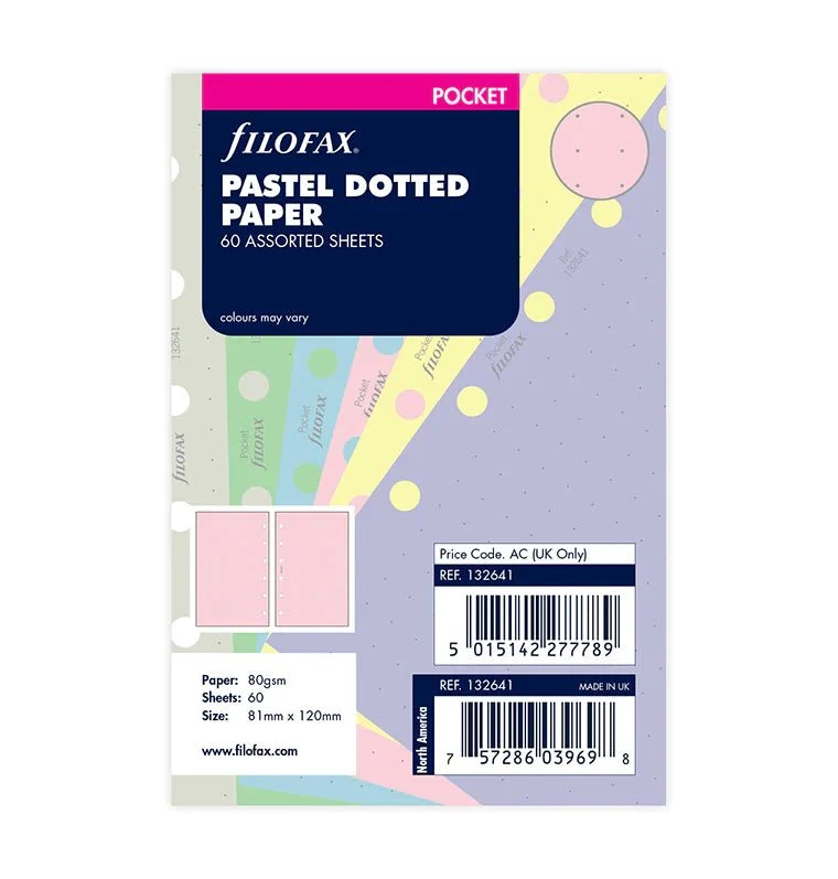 Recharge FILOFAX - Pocket - Feuilles de notes pointillées (assortiment pastel)