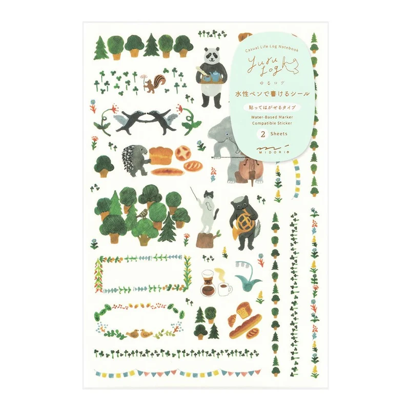 Stickers repositionnables MIDORI Yuru Log - Animaux de la Forêt