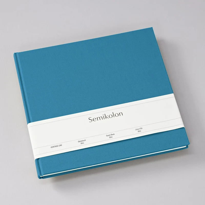 Livre d'Or Slim SEMIKOLON - 25 x 23 cm - Uni - Azzurro