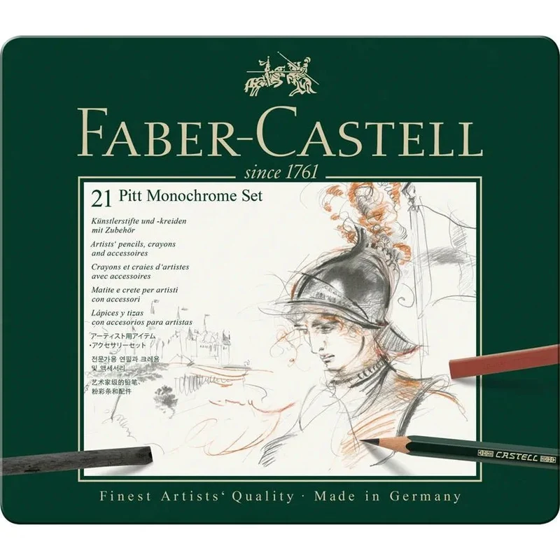 Set multiproduits PITT MONOCHROME - Boîte métal 21 pièces - FABER-CASTELL