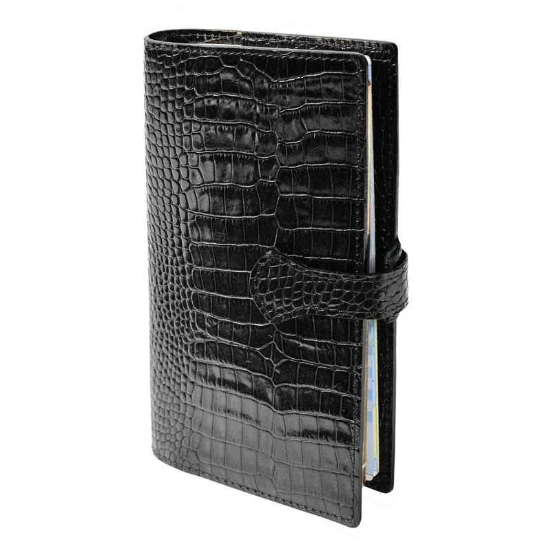 Organiseur MIGNON AK18 - 10,8 x 18,5 cm - 1 semaine + notes - Orientation horizontale - Croco Savannah noir