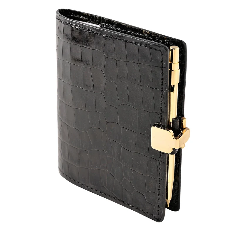 Agenda MIGNON A10 - 8,4 x 10 cm - 2 jours par page - Orientation horizontale - Croco Savannah noir