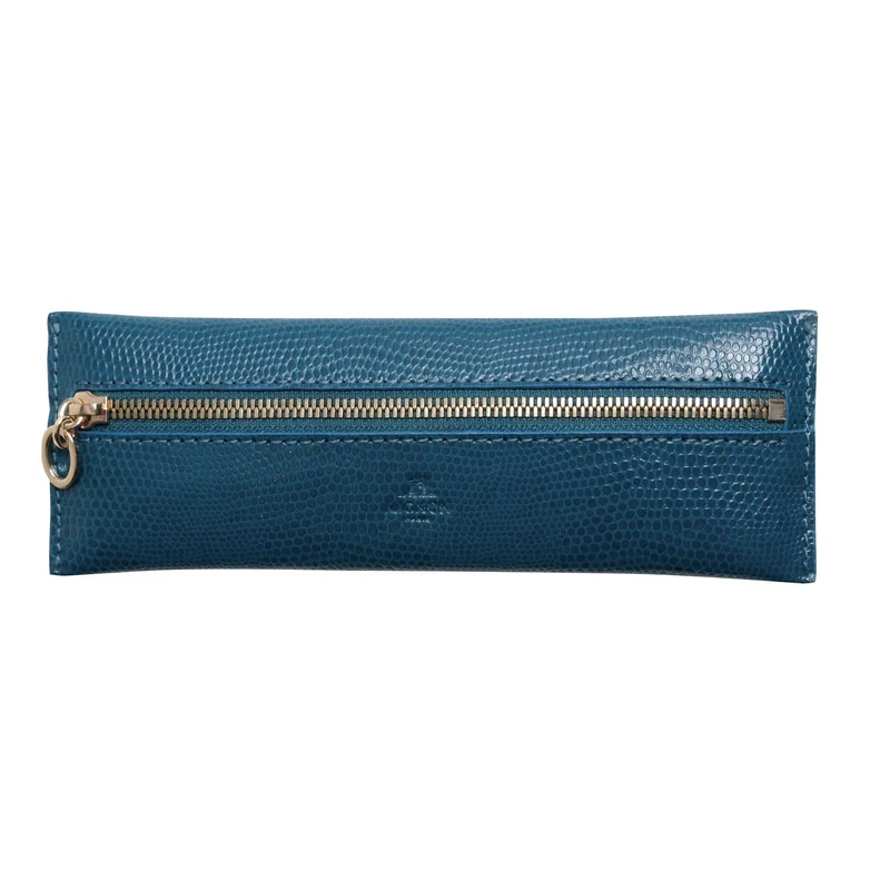 Trousse plate zippée MIGNON - Bornéo bleu canard