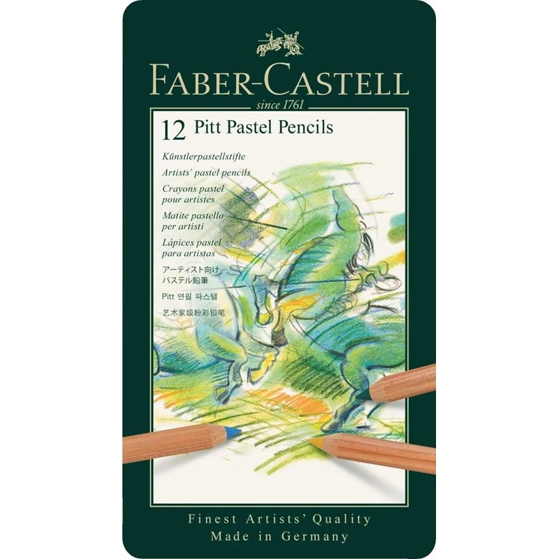 Crayons pastel PITT PASTEL - Boîte métal 12 couleurs - FABER-CASTELL