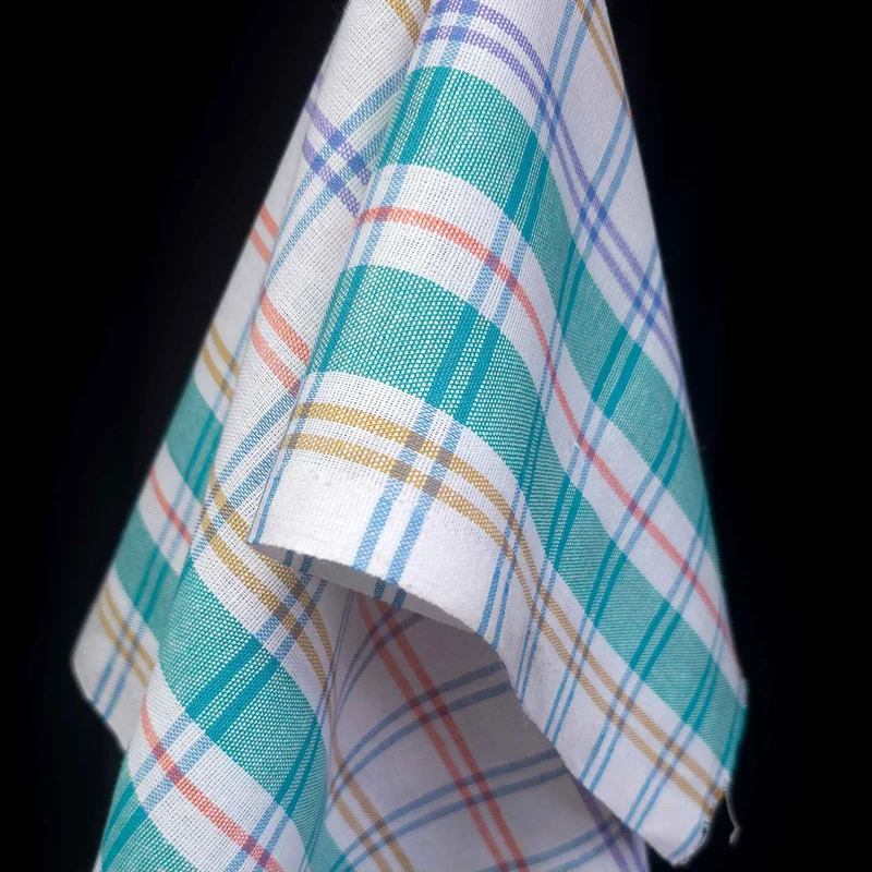 Tissu pour linge à Vaisselle | Coton & Lin | Carreaux Multicolores