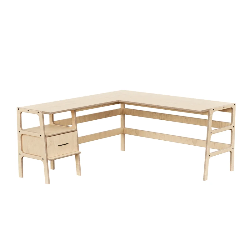 Mid-Century L-Shape Desk · 1 Drawer · 49/65