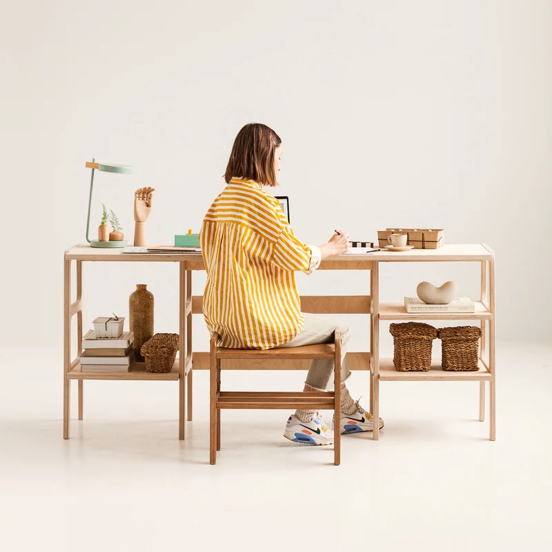 Mid-Century Desk · 180 cm · 3 Shelves