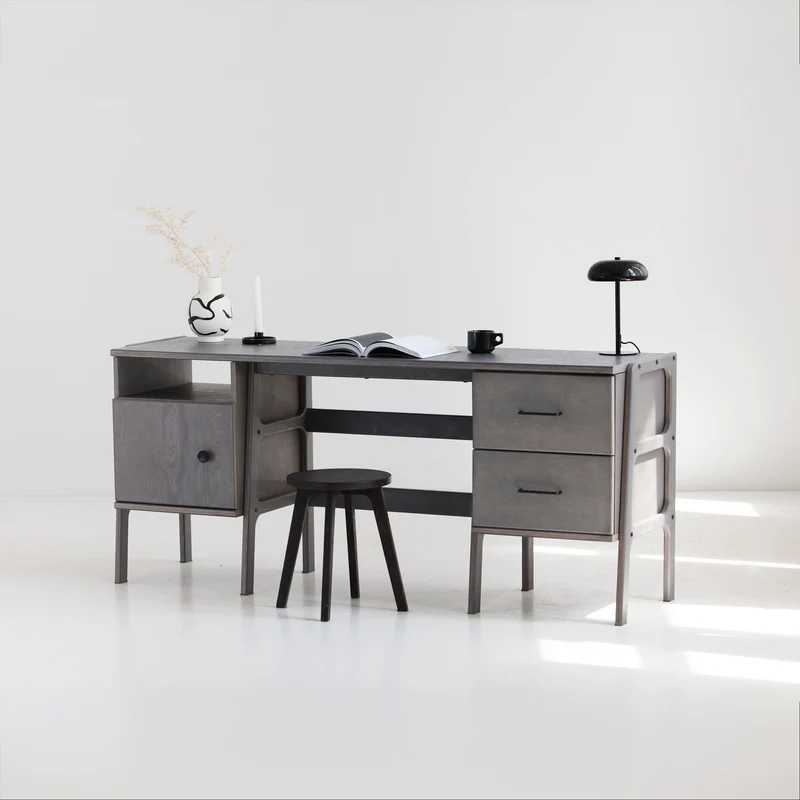 Mid-Century Desk · 180 cm · Cabinet & Drawers