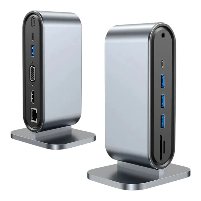 Hub USB-C 12-en-1 aluminium gris espace avec Power Delivery 100W et HDMI 4K