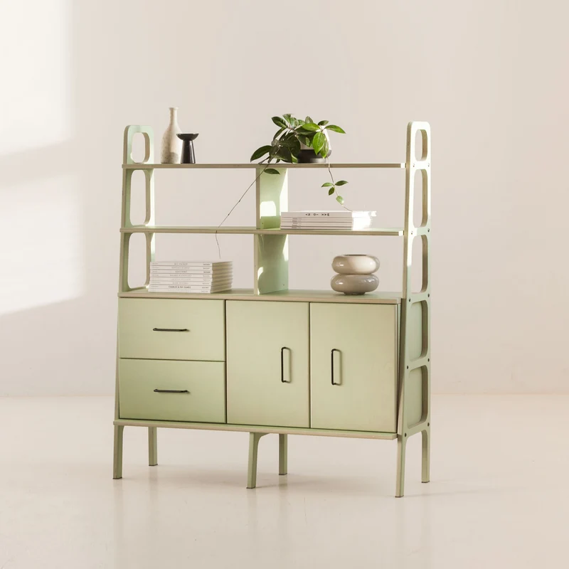 Midi Bookcase · 120 cm · Drawers + Cabinet