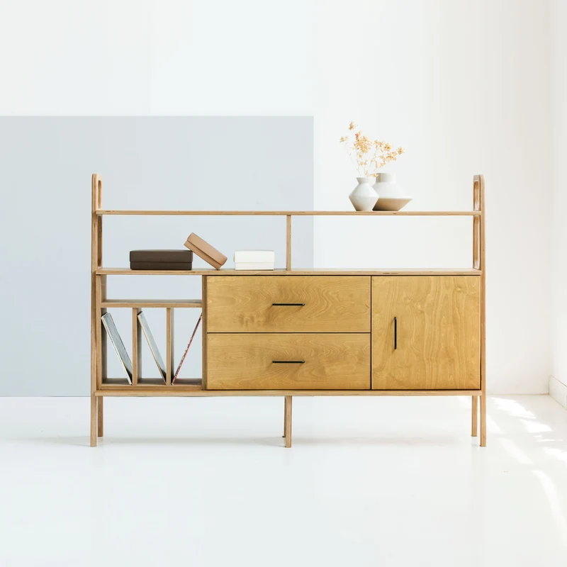 Midlite Bookcase · 166 cm · Vinyl + Drawers + Cabinet