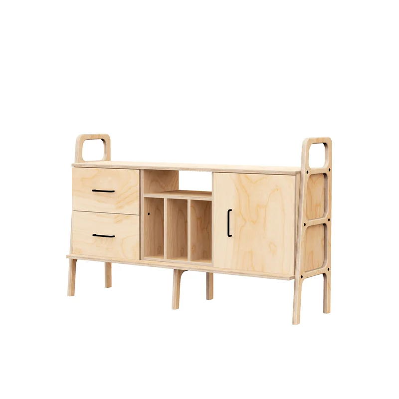 Mid-Century Credenza · Vinyl, Drawer & Cabinet · 143 cm