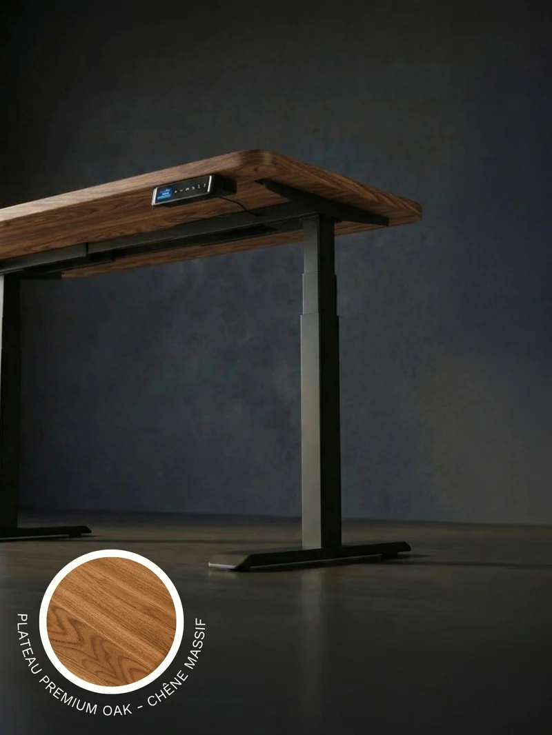 Advanced Pro - Plateau Premium Oak | Bureau Assis Debout Électrique en Chêne Massif, Hautes Performances