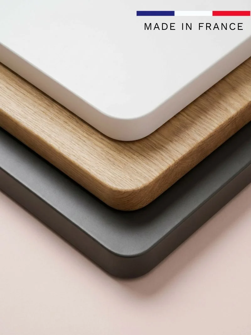 Auva | Plateau de Bureau en Bois Recyclé, 70 cm, Angles arrondis