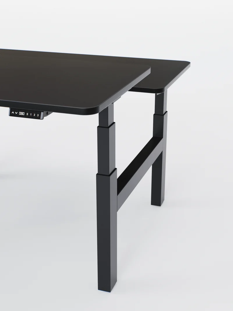 Duo Go - Plateau Auva | Bench Assis Debout Électrique 2 Postes, 70 cm, Angles arrondis, Ports USB A & C